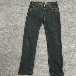 Tough Club Jeans Womens Size 7 Dark Wash Gold Stitching Embroidered Slim Stretch